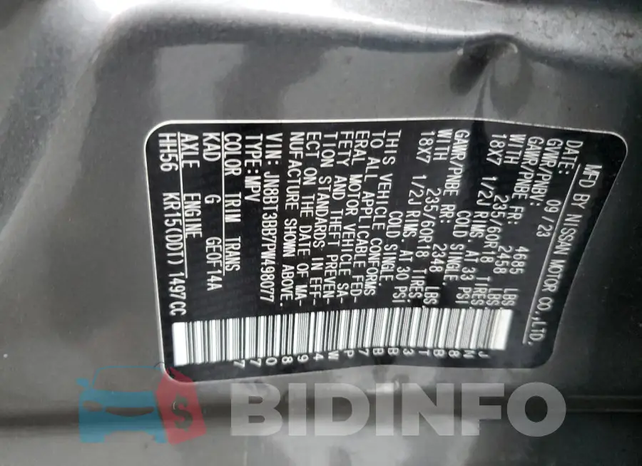 JN8BT3BB7PW498077 Photo# 14