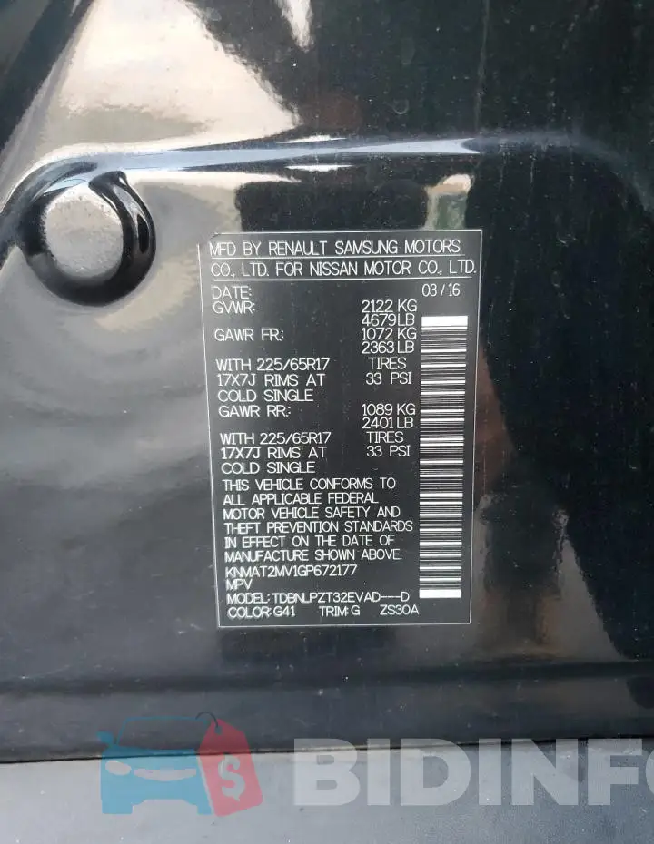 KNMAT2MV1GP672177 Photo# 13