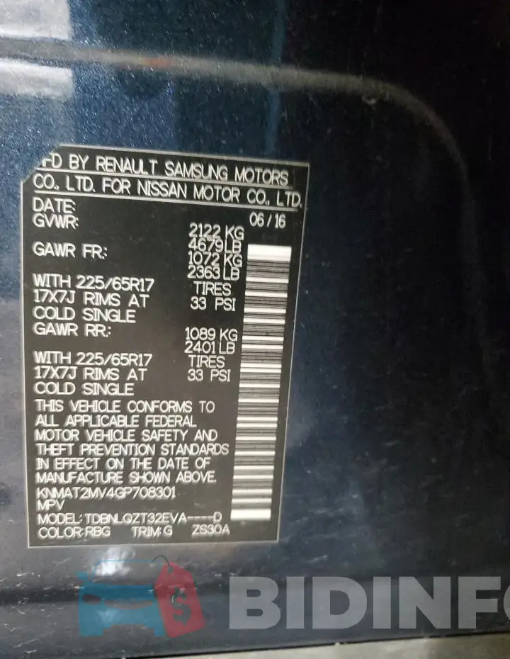 KNMAT2MV4GP708301 Photo# 13