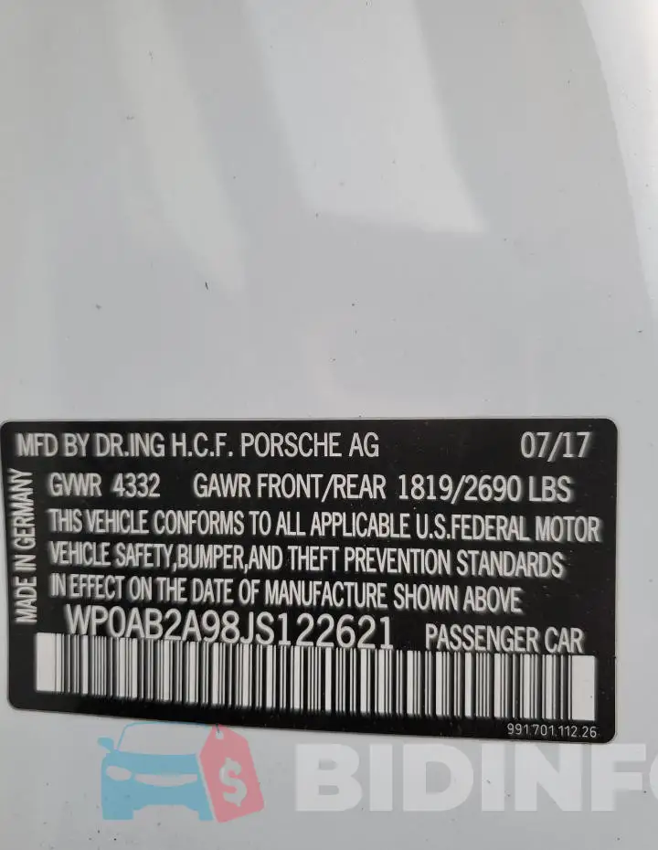 WP0AB2A98JS122621 Photo# 13