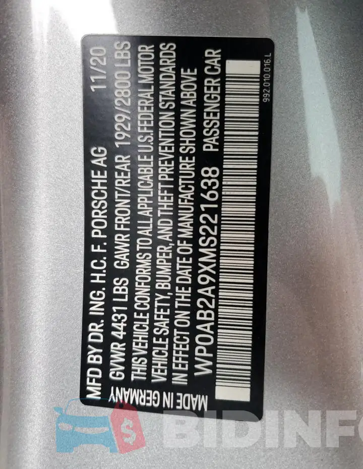 WP0AB2A9XMS221638 Photo# 12