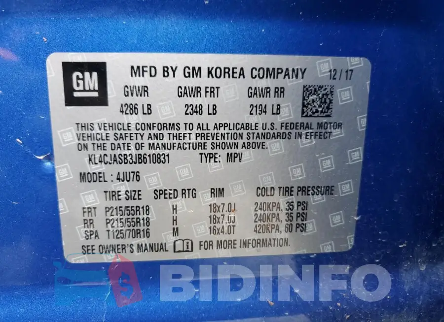 KL4CJASB3JB610831 Photo# 13