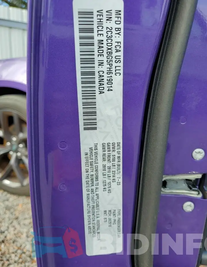 2C3CDXBG5PH619014 Photo# 13