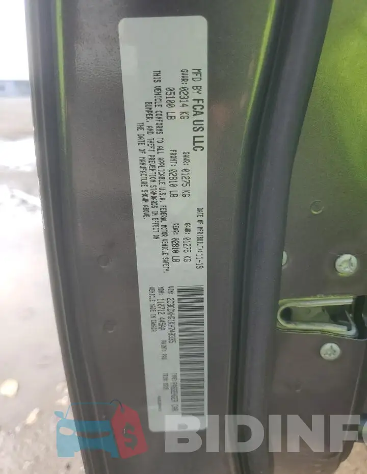 2C3CDXHG1KH748335 Photo# 12