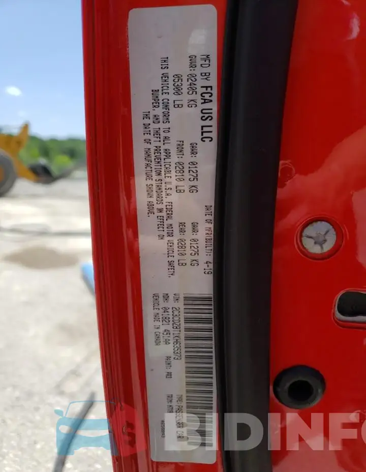 2C3CDZBT1KH635373 Photo# 13