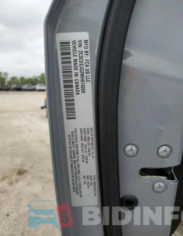 2C3CDZJG2MH674268 Photo# 13