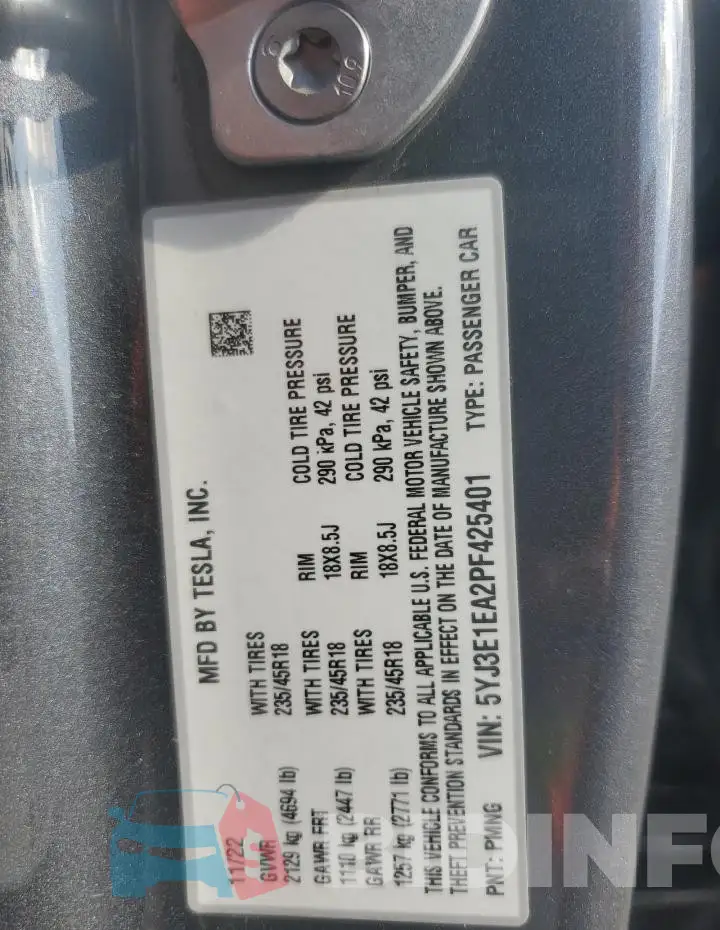 5YJ3E1EA2PF425401 Photo# 13