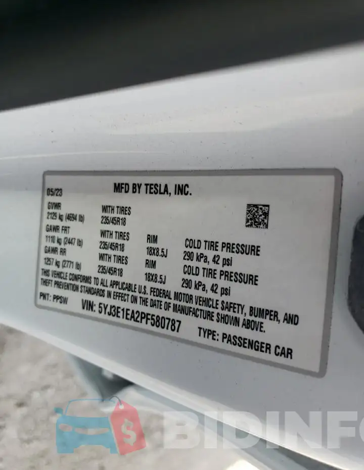 5YJ3E1EA2PF580787 Photo# 12