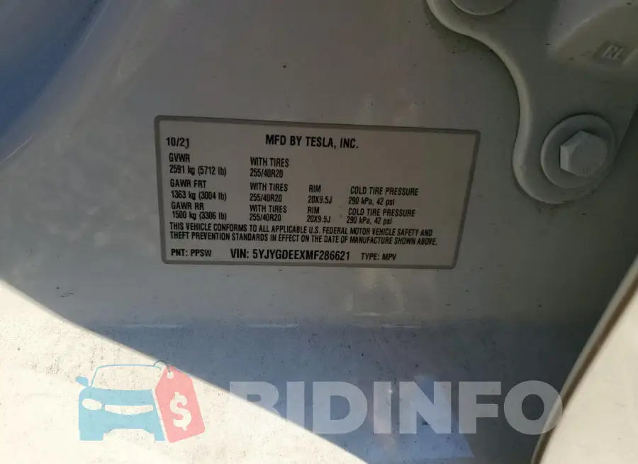 5YJYGDEEXMF286621 Photo# 12