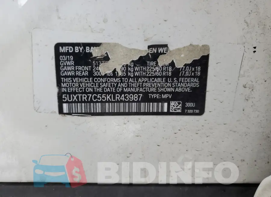 5UXTR7C55KLR43987 Photo# 13