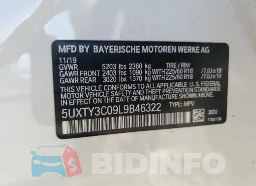 5UXTY3C09L9B46322 Photo# 13