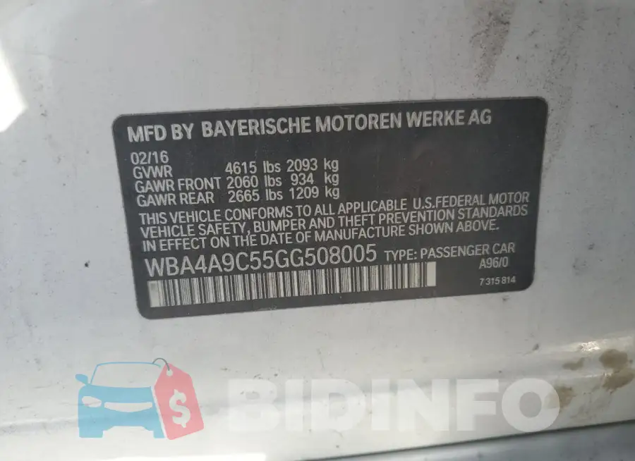 WBA4A9C55GG508005 Photo# 12