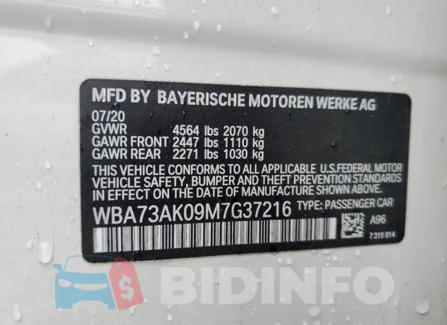 WBA73AK09M7G37216 Photo# 12