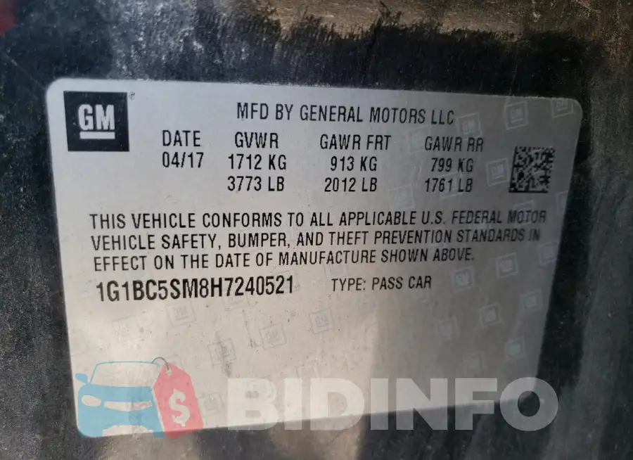 1G1BC5SM8H7240521 Photo# 13