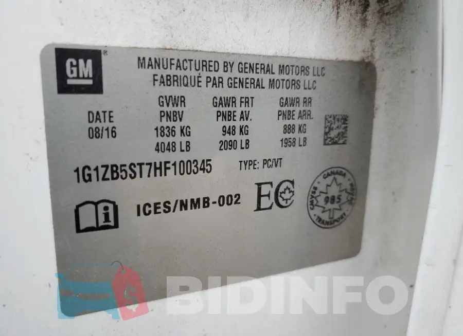 1G1ZB5ST7HF100345 Photo# 13