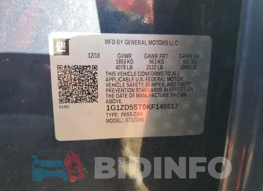 1G1ZD5ST0KF149517 Photo# 12