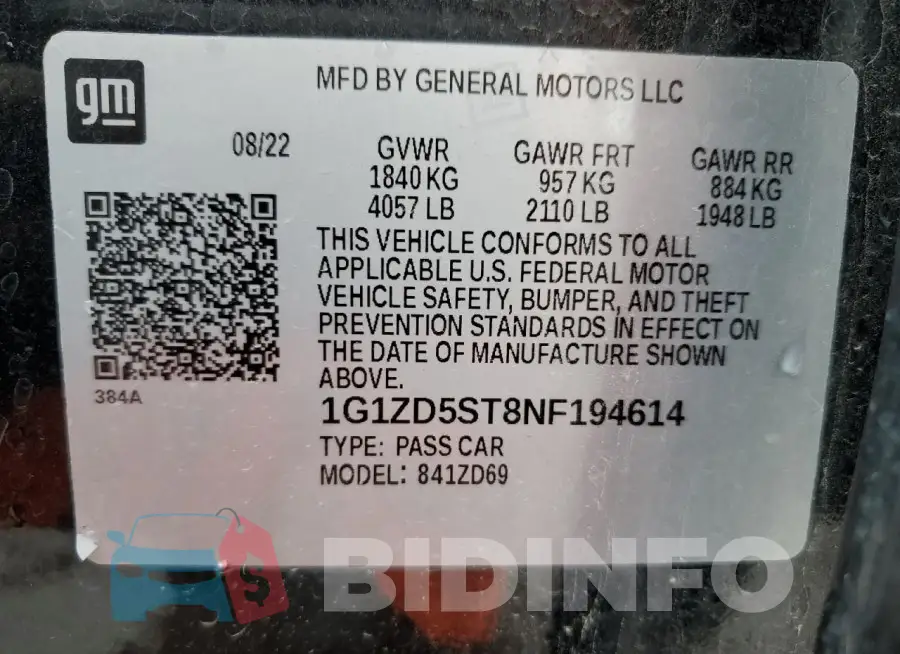 1G1ZD5ST8NF194614 Photo# 13