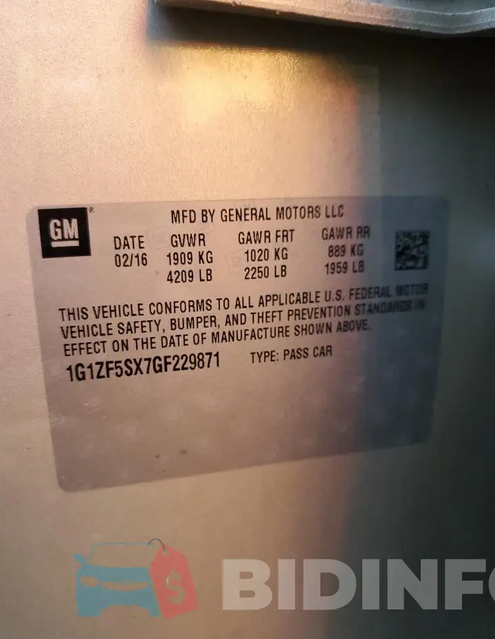 1G1ZF5SX7GF229871 Photo# 12