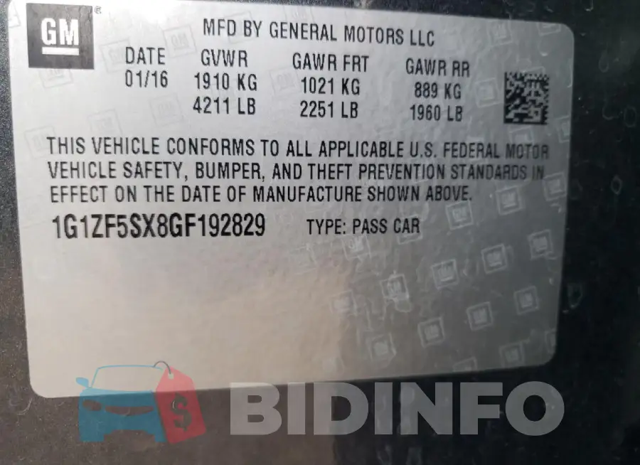 1G1ZF5SX8GF192829 Photo# 12