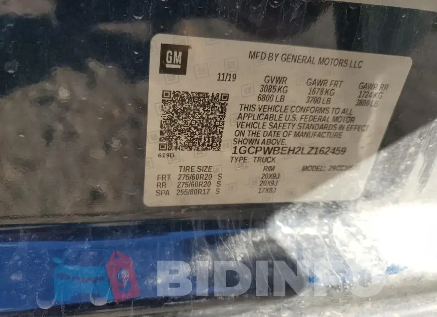 1GCPWBEH2LZ162459 Photo# 13