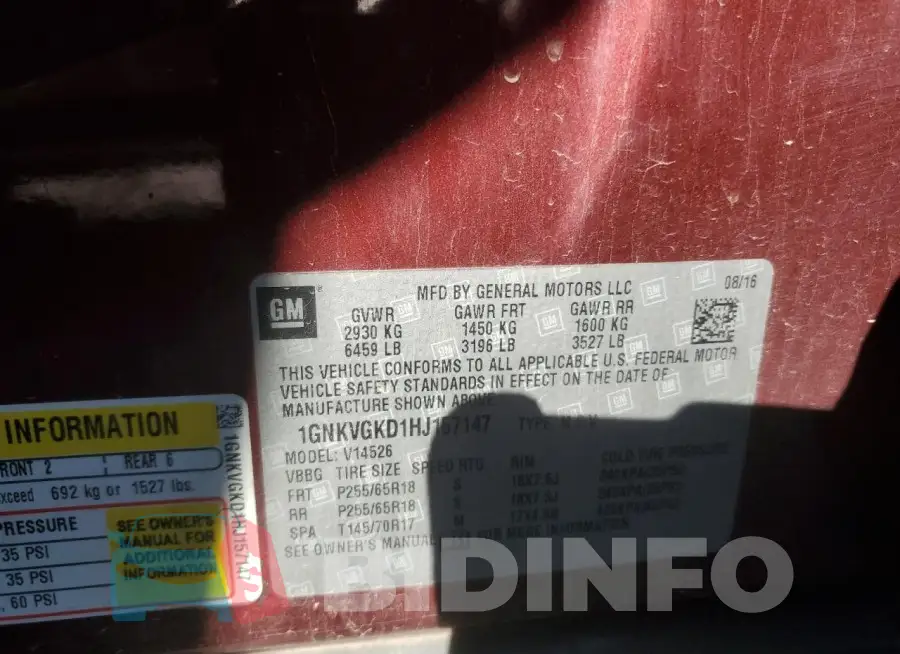 1GNKVGKD1HJ157147 Photo# 13