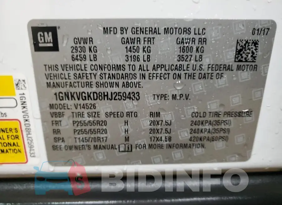 1GNKVGKD8HJ259433 Photo# 13