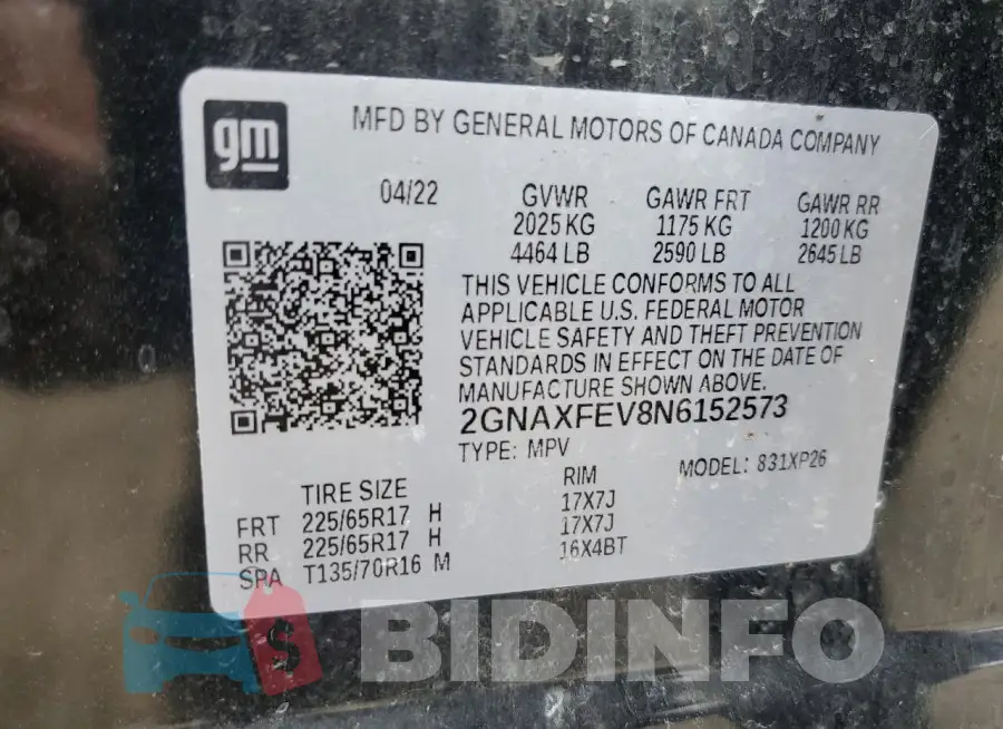 2GNAXFEV8N6152573 Photo# 13