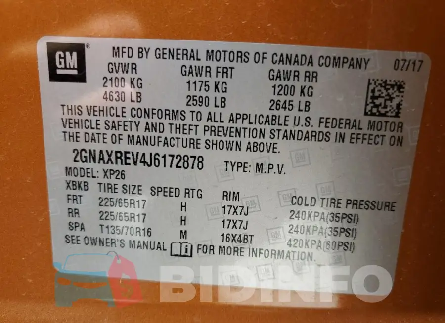 2GNAXREV4J6172878 Photo# 13