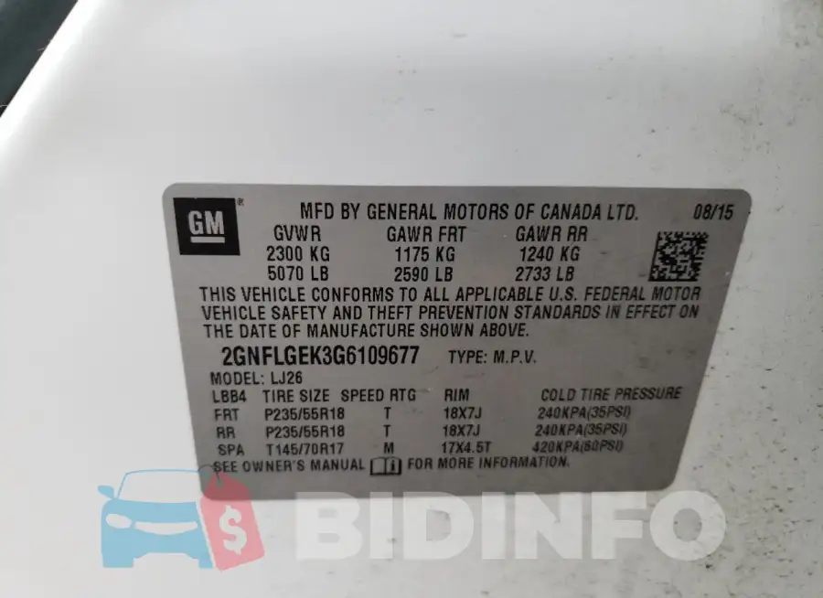 2GNFLGEK3G6109677 Photo# 13
