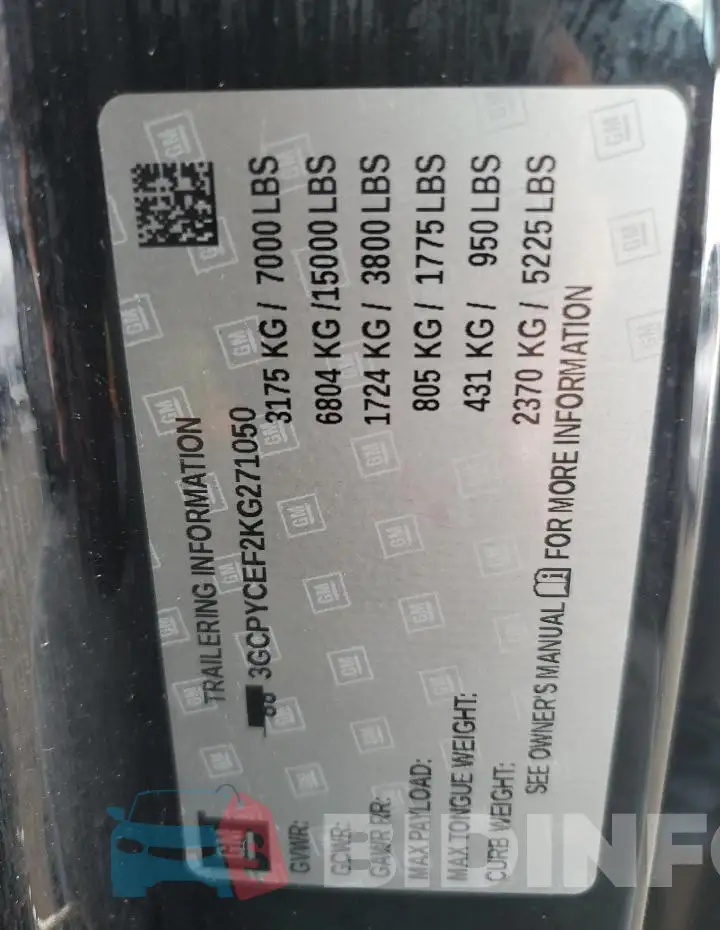 3GCPYCEF2KG271050 Photo# 12