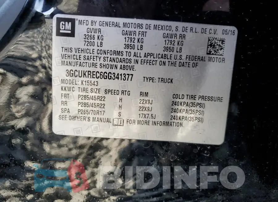 3GCUKREC6GG341377 Photo# 13