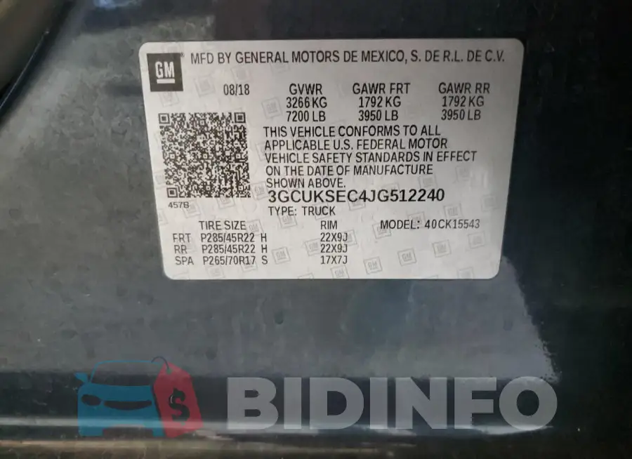 3GCUKSEC4JG512240 Photo# 12