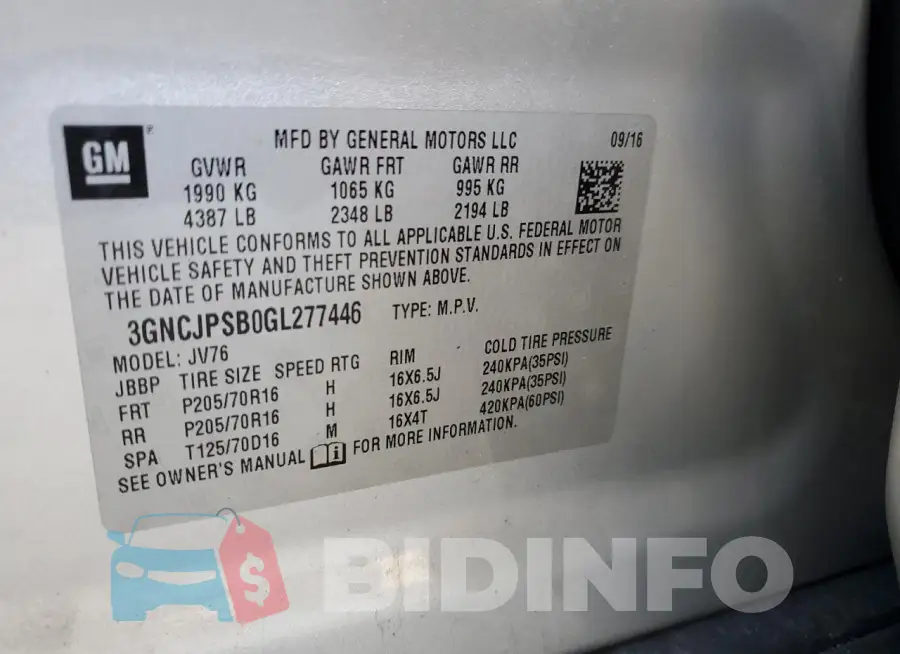 3GNCJPSB0GL277446 Photo# 13