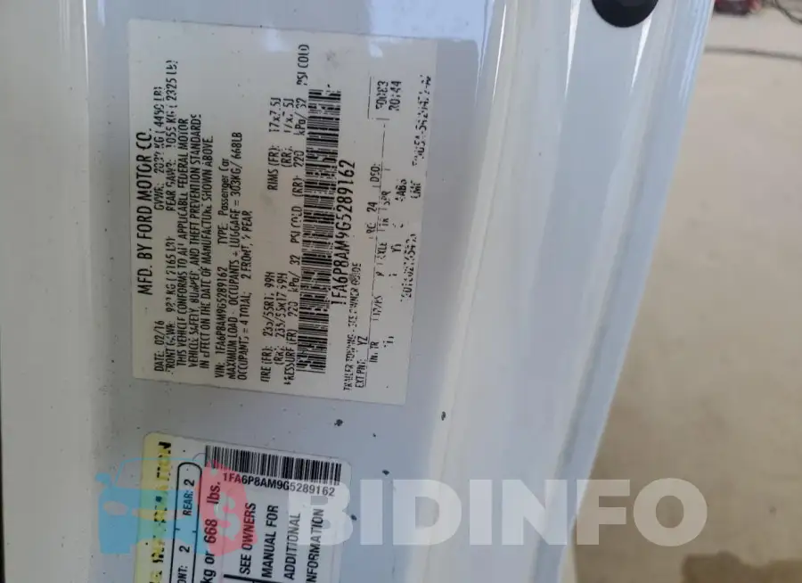 1FA6P8AM9G5289162 Photo# 12