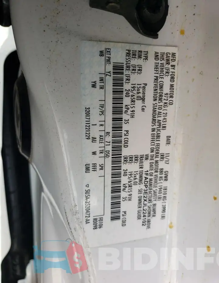 1FADP3E2XJL224102 Photo# 12