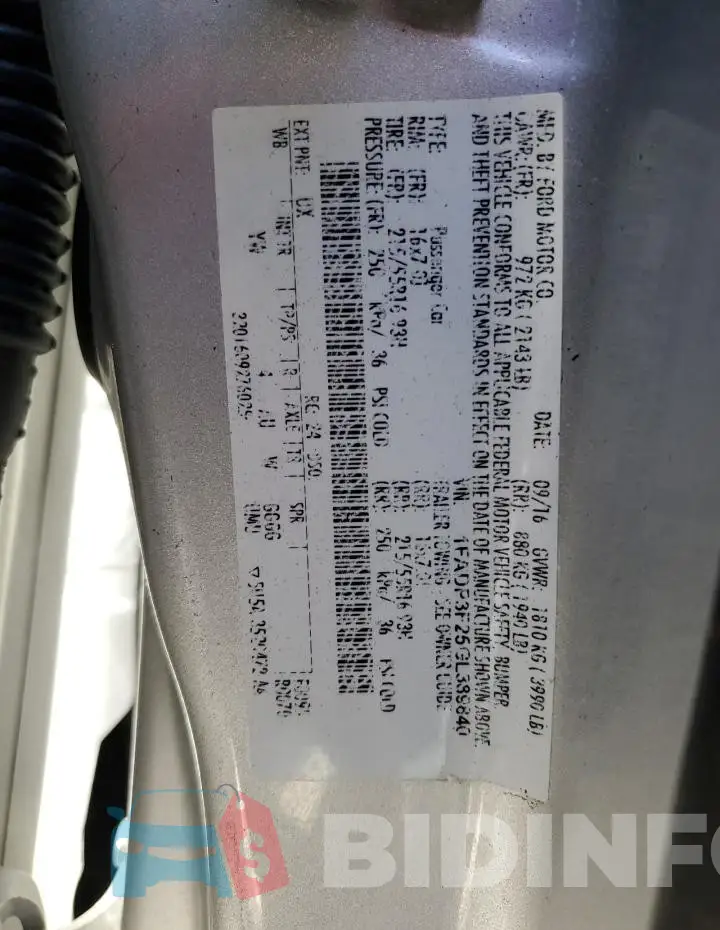 1FADP3F25GL389840 Photo# 12