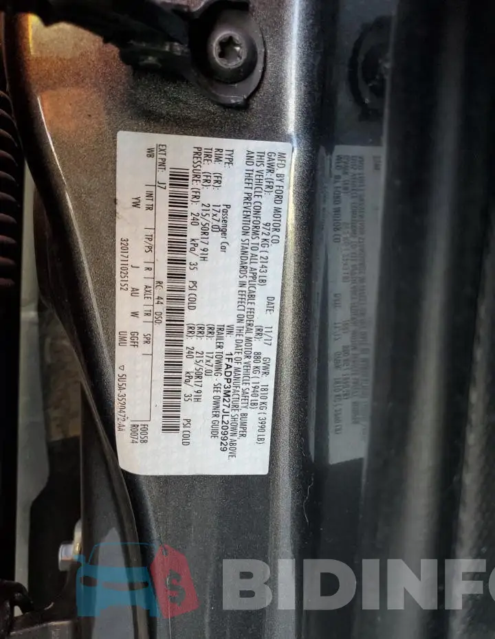 1FADP3M27JL209929 Photo# 12