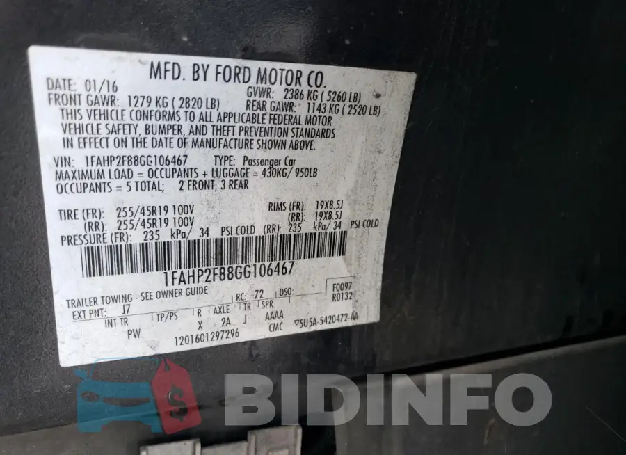 1FAHP2F88GG106467 Photo# 12