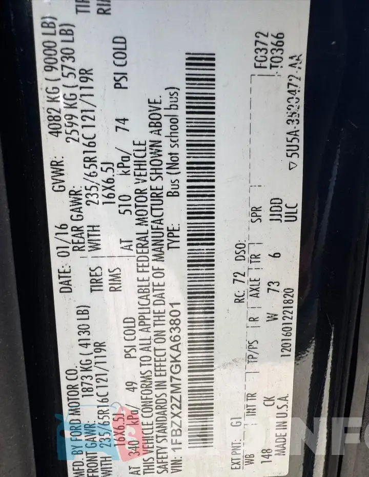 1FBZX2ZM7GKA63801 Photo# 10