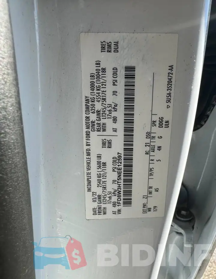 1FD8W3HT5NEE12597 Photo# 10