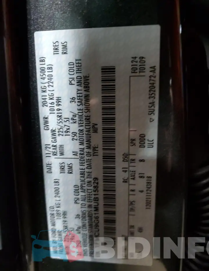 1FMCU9G61MUB15829 Photo# 13