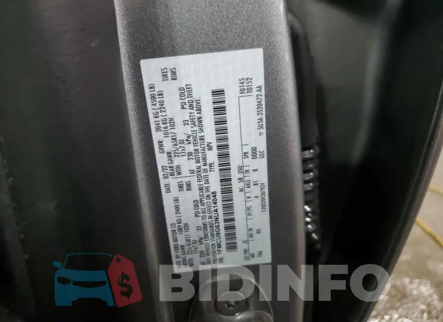 1FMCU9G63NUA14048 Photo# 14