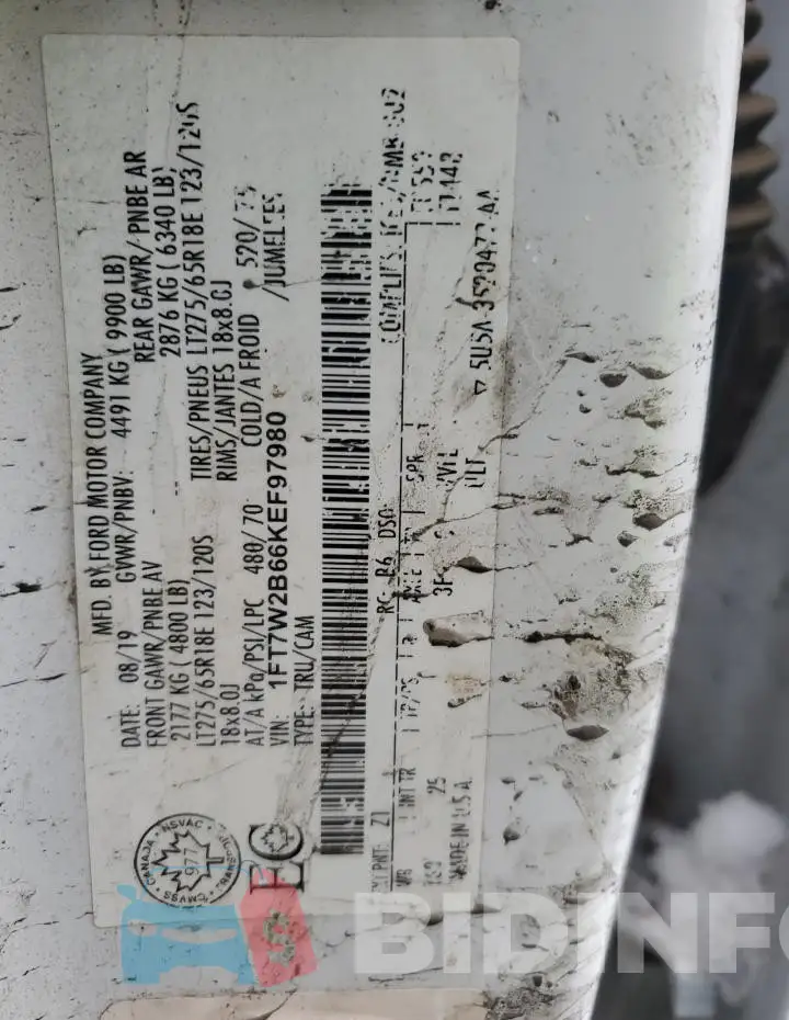 1FT7W2B66KEF97980 Photo# 12
