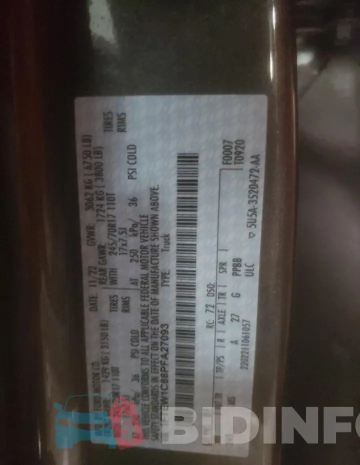 1FTEW1C88PFA27093 Photo# 12