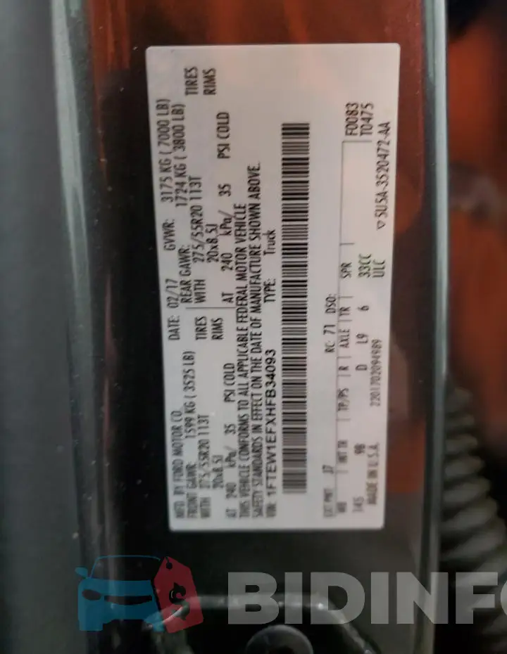 1FTEW1EFXHFB34093 Photo# 12