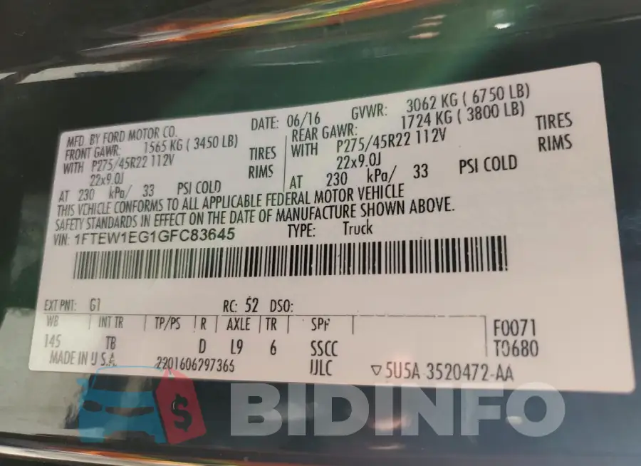 1FTEW1EG1GFC83645 Photo# 12
