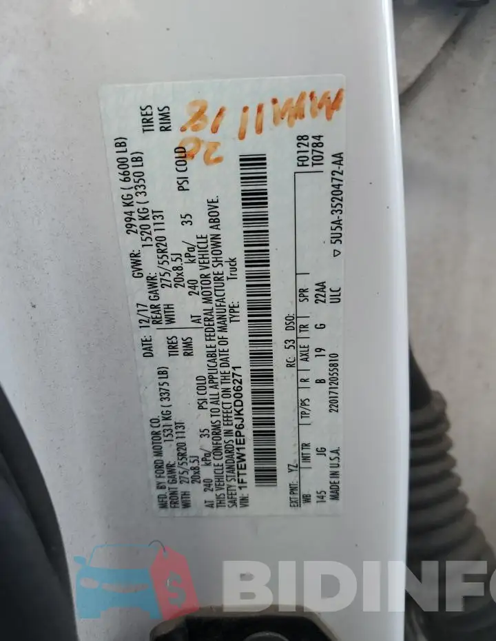 1FTEW1EP6JKD06271 Photo# 12