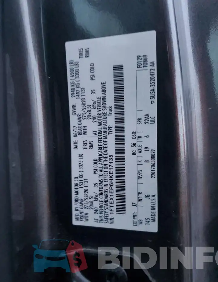 1FTEX1EP6HKE17135 Photo# 12