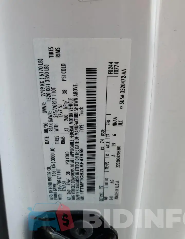 1FTMF1CB2LKF47959 Photo# 12