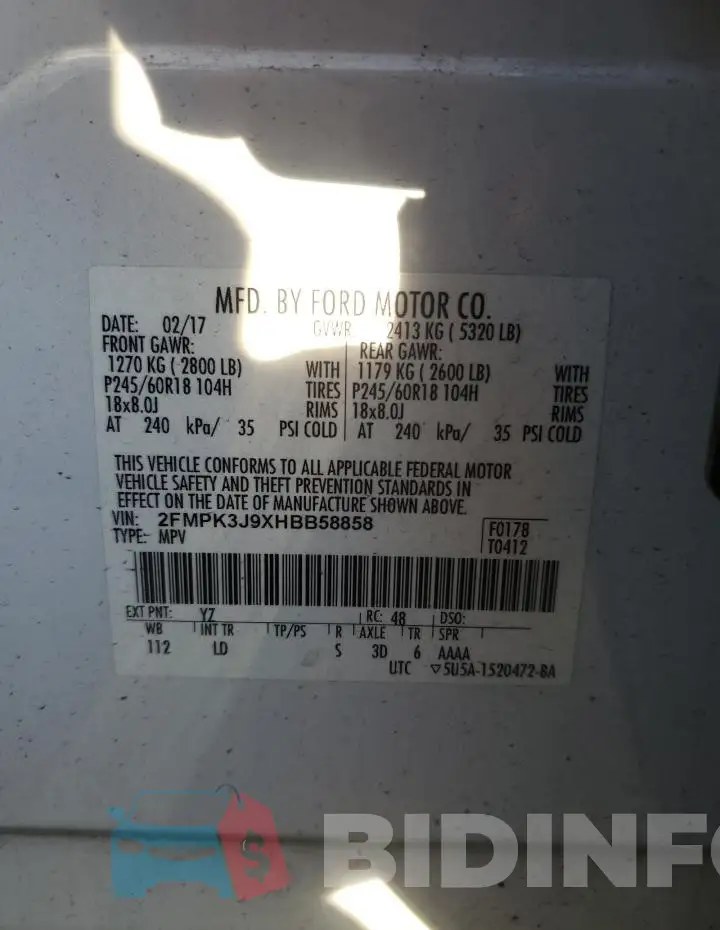 2FMPK3J9XHBB58858 Photo# 13